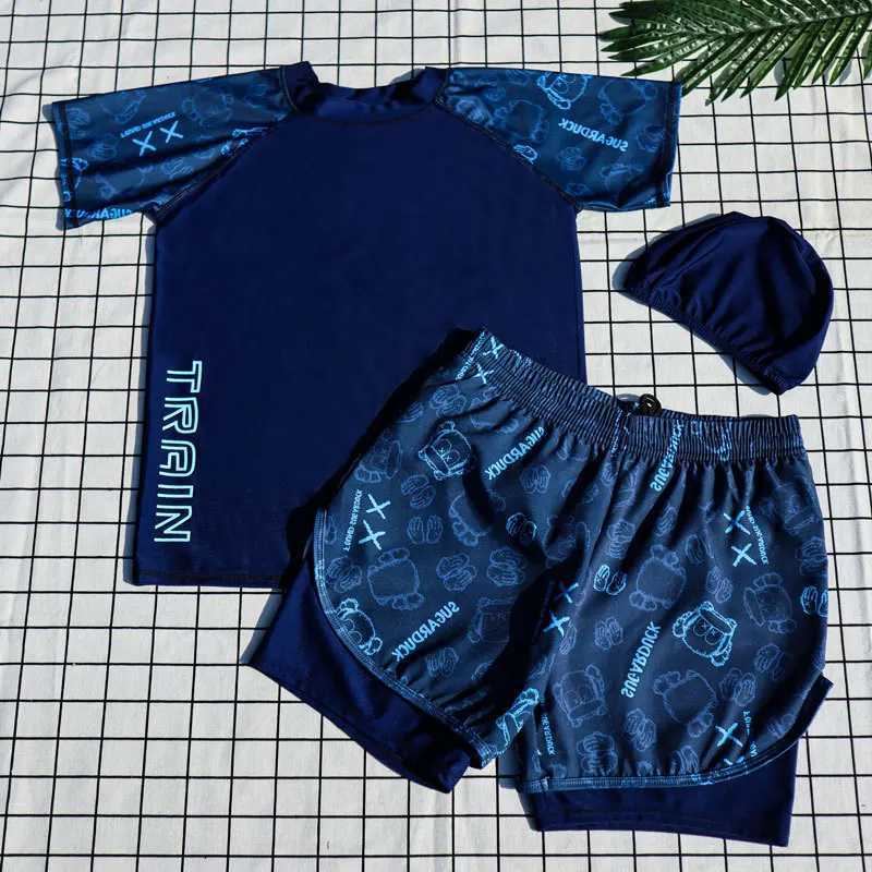 High-grade Polyester Swimming Trunks Set for Young Boy Adult Youth Swimsuit Swim Trunks Double Layer Swimwear for Young BoyXJ250214