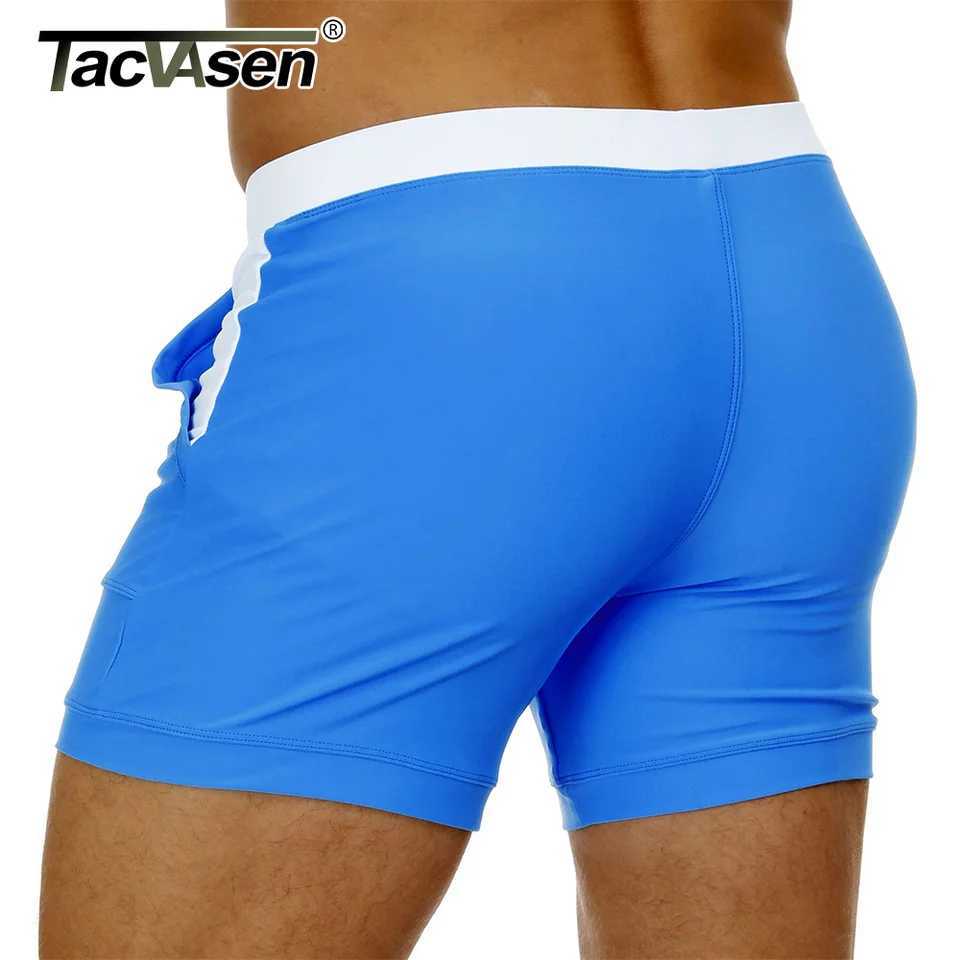 TACVASEN Summer Swimming Board Shorts Mens Beach Shorts Brief Boxer Trunks With Pocket Quick Dry Outdoor Casual Swimwear Bottoms W250215