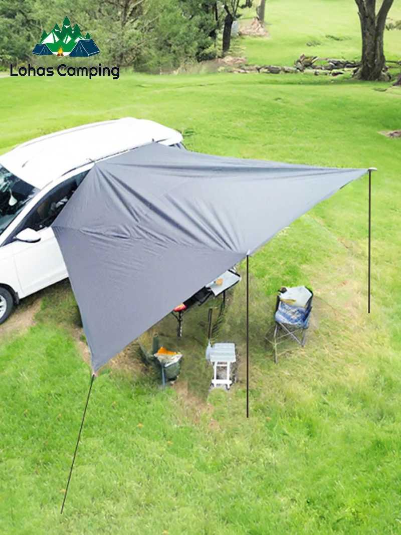 Lohascamping Bat Shape Car side Awning Black Coating Tarp 2x3 Outdoor Waterproof Camping Black Coated Car Rear Shelter Tent X250215