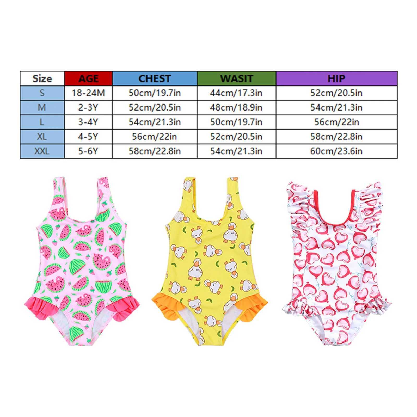 Swimsuit With Short Summer Toddler Girls Prints Ruffles 1 Piece Swimwear Beach Onesie Swimming Suits For Girls Size 8XJ250214
