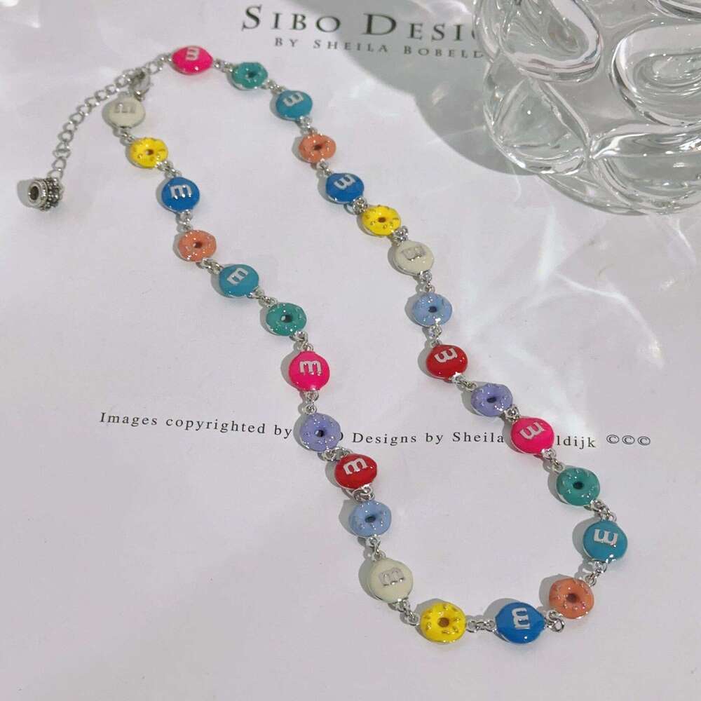 Misa double-sided color dopamine m bean donut necklace exquisite high-end temperament ins internet celebrity style collarbone chain women