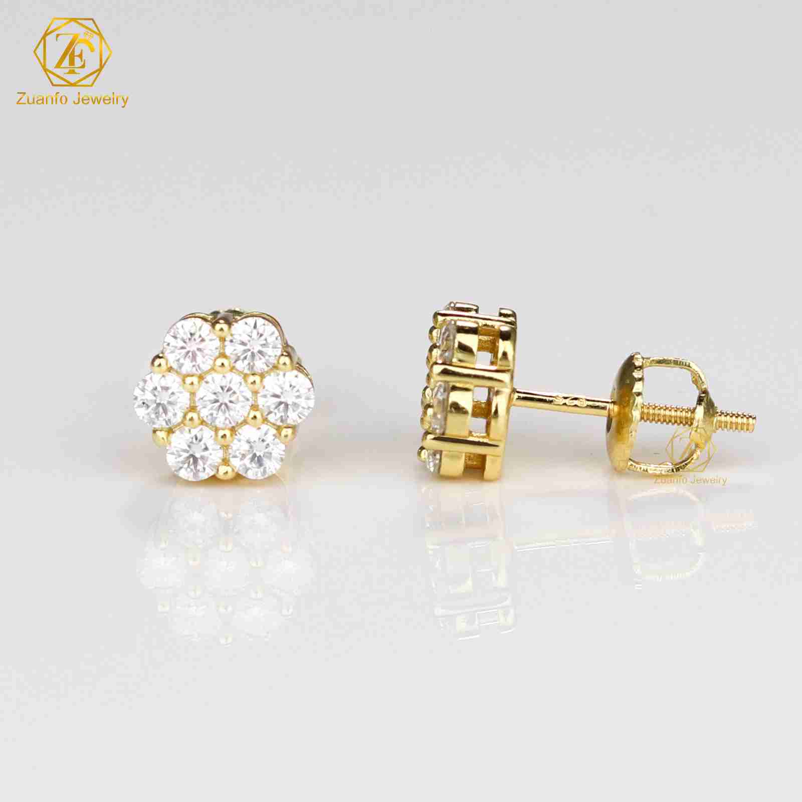 Best Selling 100% 925 Silver Moissanite Cluster Earrings D Color VVS1 Round Cut Diamond Flower Hypoallergenic Stud Earrings