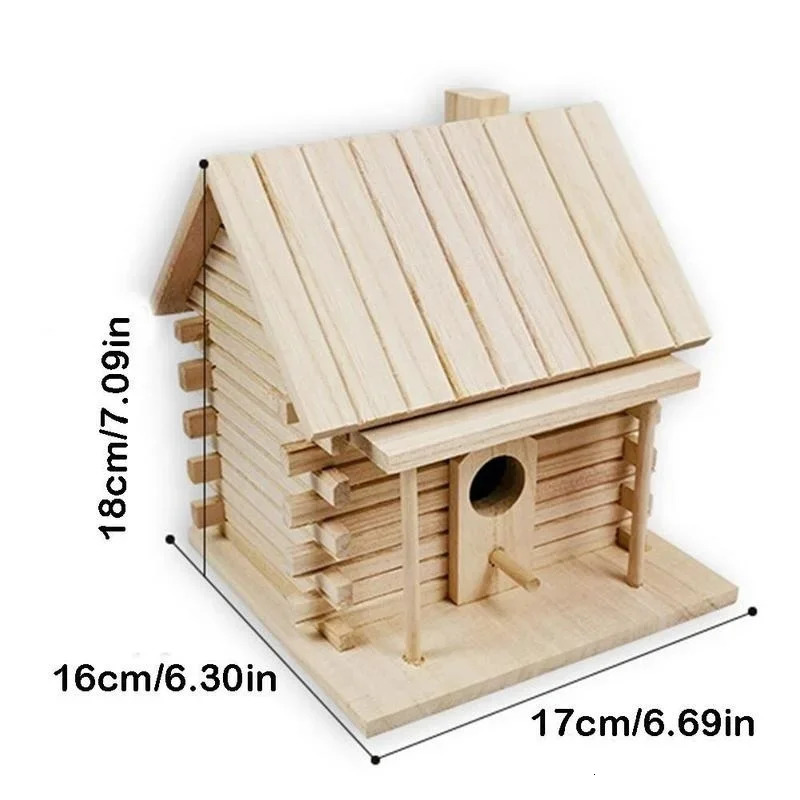 Wood Birds Nest Box DIY Breeding Parrot Cockatiels Swallows Nest Outdoors Roof Wooden Bird House Hanging Decoration 250206