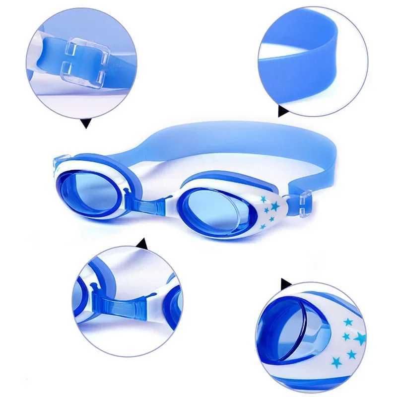 Waterproof Anti Fog Swim Goggles Children Silicone Colored Lenses 3-15 Years Old Kids Eyewear Adjustable Swimming Pool Glasses Z250215