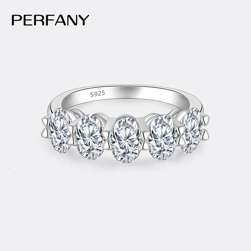 PERFANY Oval Cut Ring for Women S925 Pure Silver 5 pieces 0.5CT Laboratory Certified Diamonds High-end Jewelry 250214