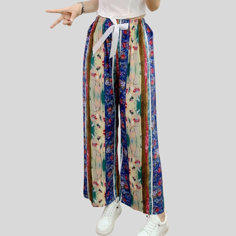 New cotton and silk pajama pants for women's summer new large-size loose trousers, pregnant women can wear human cotton thin trousers