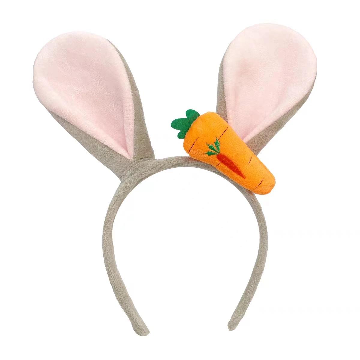 Soft Plush Children's Hair Band with Bunny Ears and Carrot Print Cute Cartoon Hairpiece
