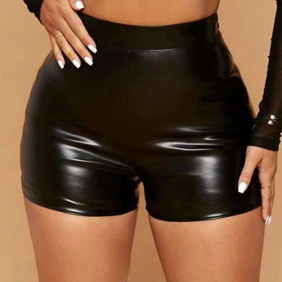Womens Wet Look Booty Shorts Patent Leather High Waist Mini Night Club Party Costumes Sexy Tight Clubwear womens pants 250213