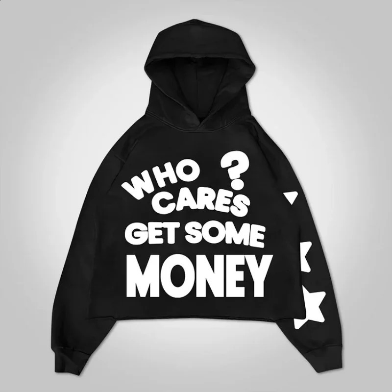 Chasing Money Print Graphic Oversized Pullover Hoodie Men Y2K Winter Long Sleeve Casual Oversize Sweatshirt Streetwear Women Top 250211