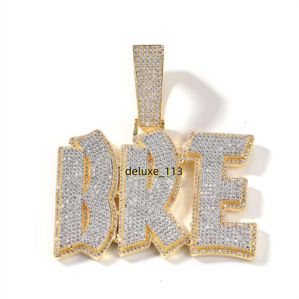 Gumeng hip-hop jewelry DIY splicing two-color English letter pendant with copper inlaid moissanite, cool and versatile men's necklace