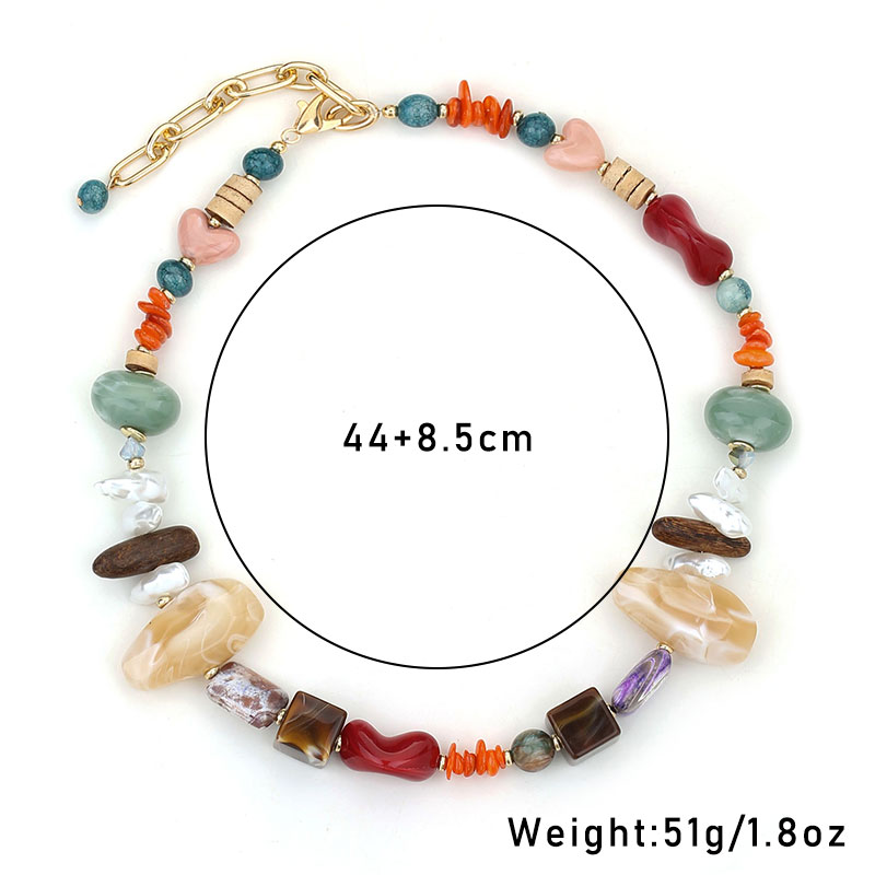 Bohemian Statement Beads Necklace for Women Girl Trendy Beach Party Jewelry Spring/Summer Accessory