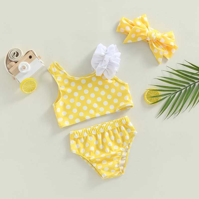2022-06-11 Lioraitiin 0-3Years Kid Girls 2pcs Swimsuit Sleeveless Dot / Cup Cake Print Tops Summer Beach ShortsXJ250214