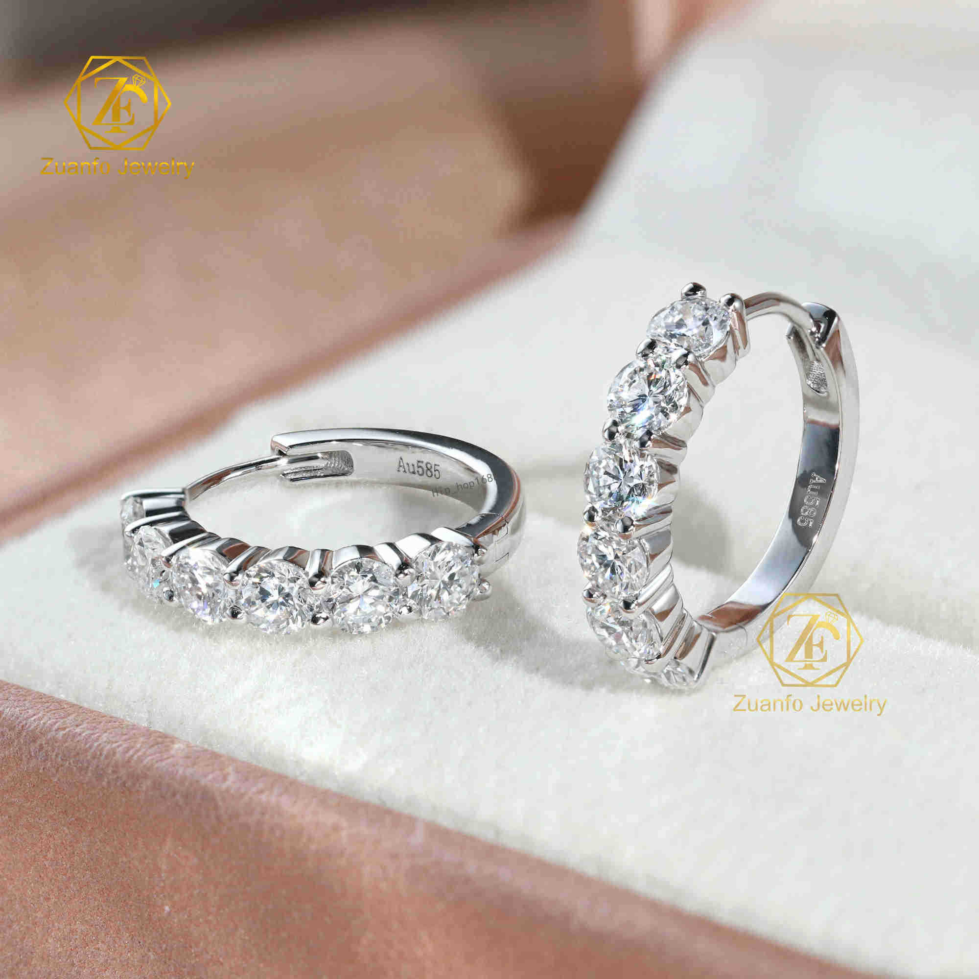 Real Gold Hoop Earrings Ear Rings Fashion 3mm Lab Grown Diamond Huggies Earring 14K Solid Gold Earrings