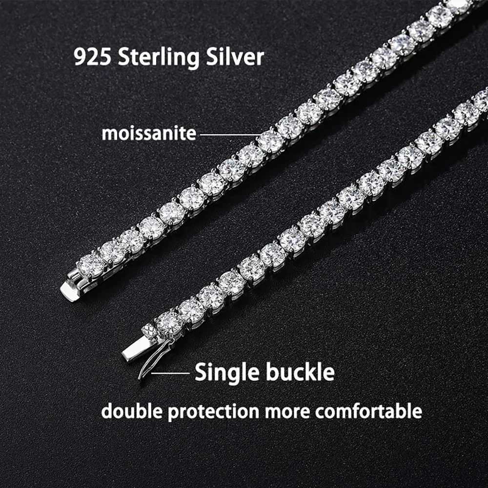 2.5-6.5mm Real Moissanite Tennis Necklace For Women Men D Color Lab Diamond S925 Silver Neck Chain Jewelry With GRA Certificate