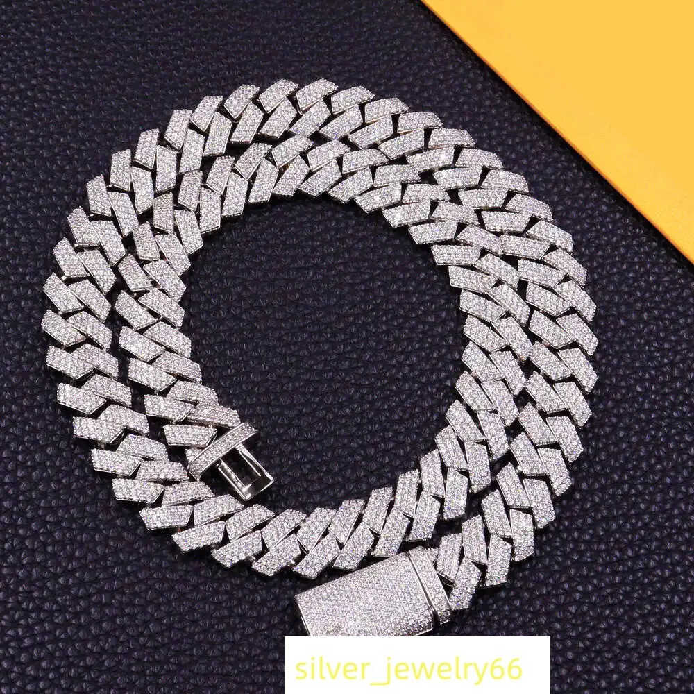 2023 Pass Diamond Test Vvs Moissanite Diamond 925 Sterling Silver Cuban Link Chain 16mm Hip Hop Men Necklace 925 Jewelry