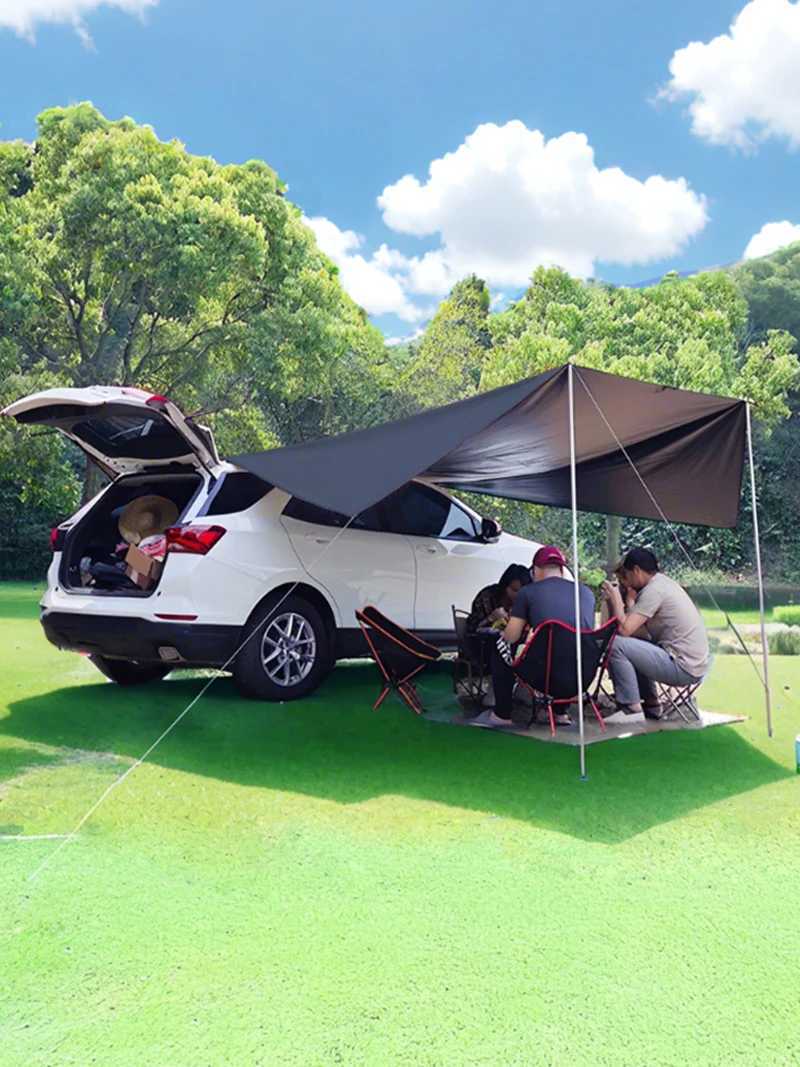 Lohascamping Bat Shape Car side Awning Black Coating Tarp 2x3 Outdoor Waterproof Camping Black Coated Car Rear Shelter Tent X250215