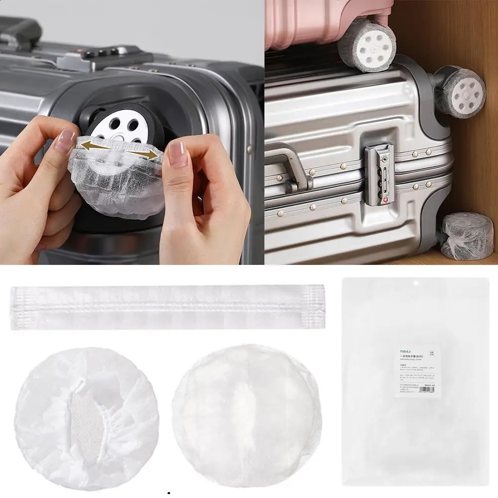 80Pcs Disposable Luggage Wheels Protector Anti-slip Wear-resistant Suitcase Wheels Protection Cover Elastic Reduce Noise 250214