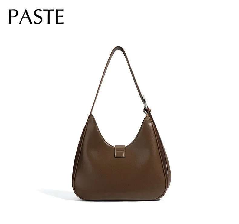 French Niche Design Matte Grey High-End Women Single Shoulder Bag Suede Calfskin Leather Female Handbag Lady Daily Purses