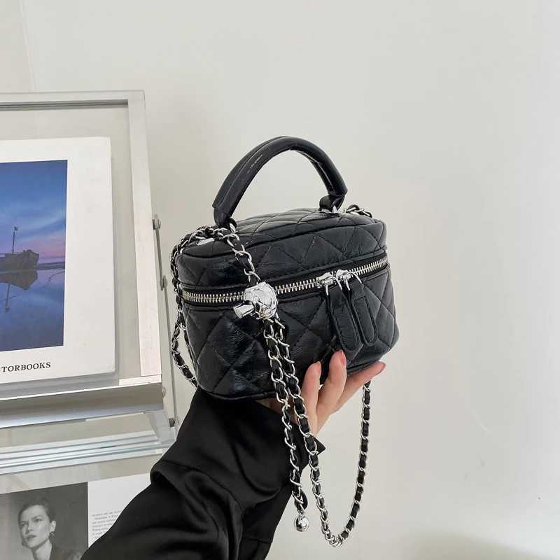 Ladies PU Leather Fi Box Makeup Bag Chain Handbag Shoe Bag Bolsos de Mujer Designer Luxury Bag Sac de Luxe Women Y250214