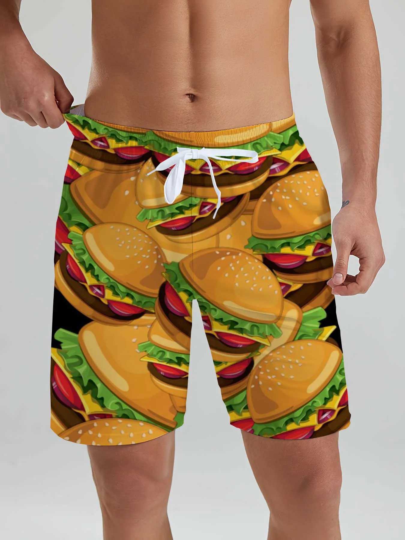 Fashion Fast Food Beach Shorts Men Cool Hawaiian Vacation Swim Trunks 3D Printing Snack Short Pants Summer Surf Board Shorts W250215