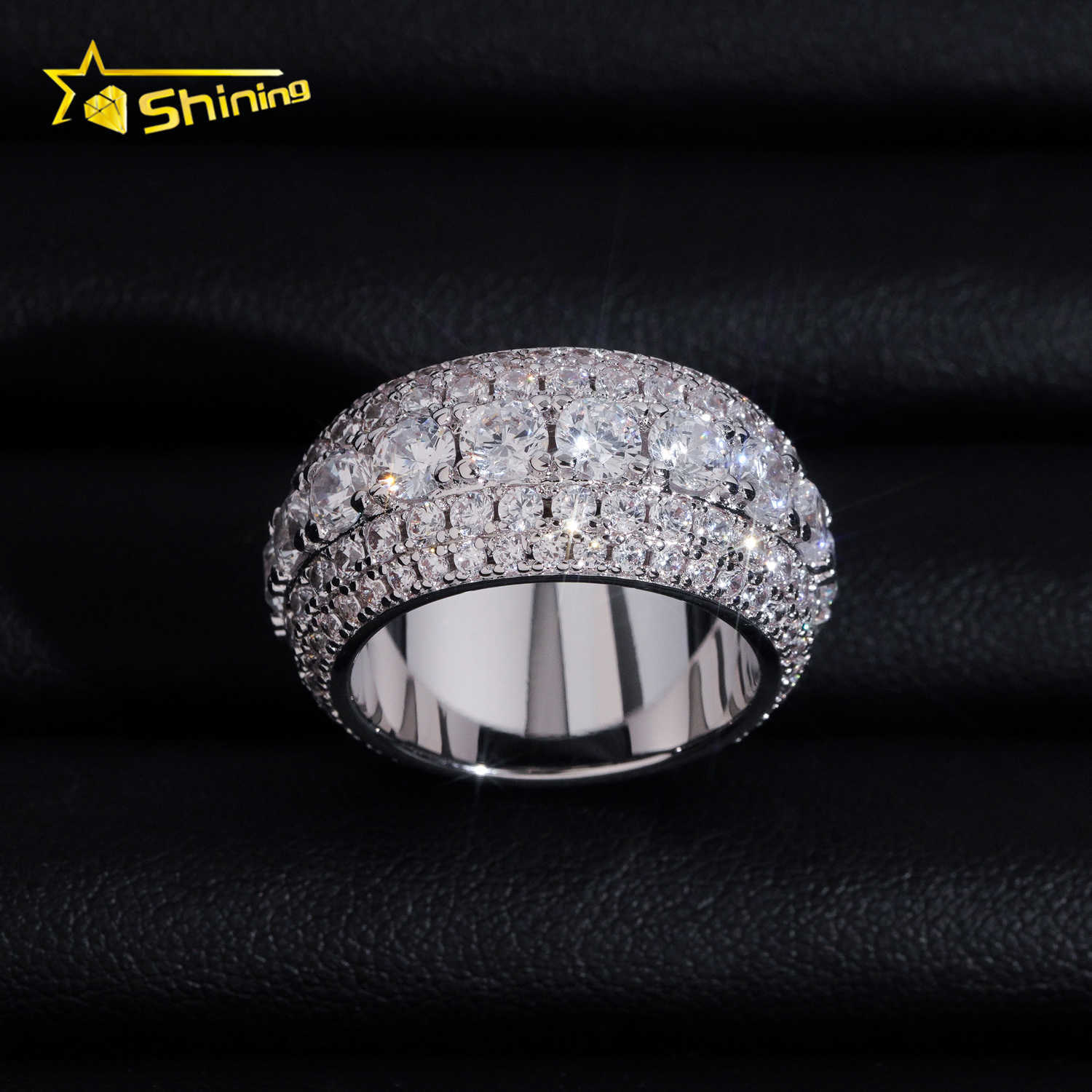Ready To Ship Men Hip Hop Fully Iced Out CZ Diamond Ring Fashion Jewelry Rings Brass Zircon Engagement Ring