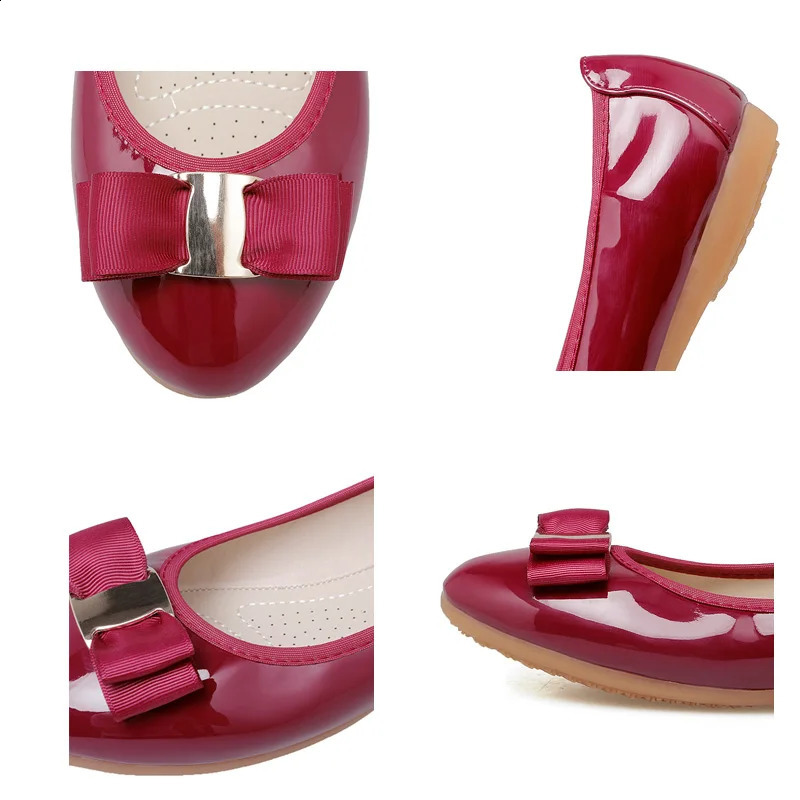 Plus Size 34-43 Women Shoes Foldable Ballet Flats Patent PU Leather Spring Summer Ladies Flat Shoes Fashion Loafers Shoes Woman 250214