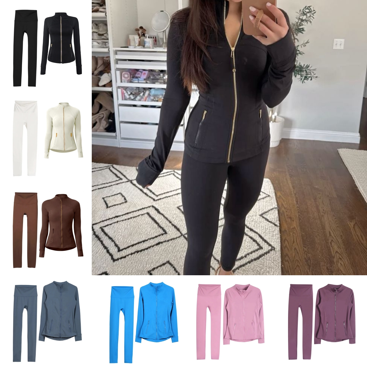 set jackets shorts leggings Speed sets High Waist Sports Jackets Zip Up Coat Elastic Sportswear Outfits jacket set S2538