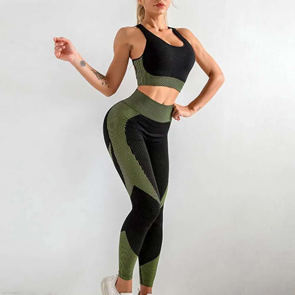 2 Pcs/Set Women Sportswear Vest Pants Hollow Out Skinny Soft Seamless High Waist Lady Crop Top Leggings Set