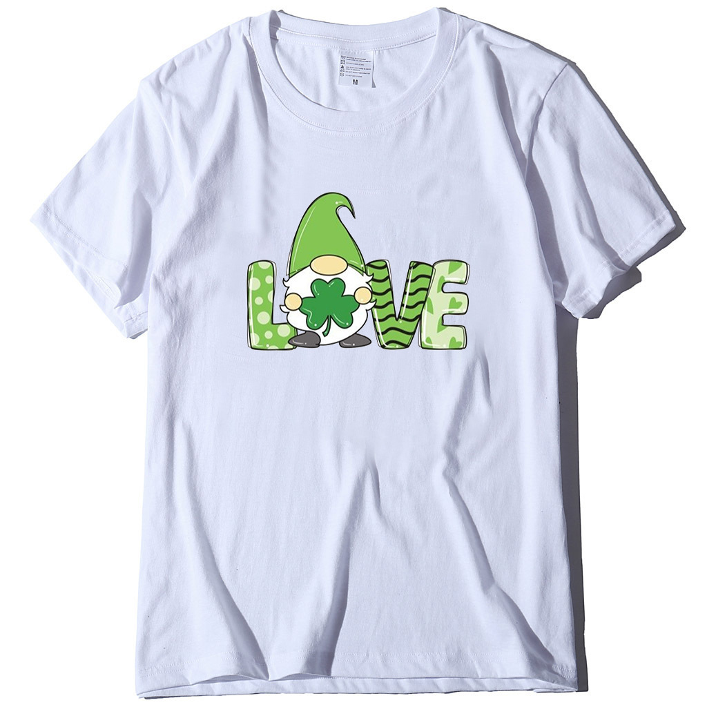 Designer Fashion Trend St. Patrick's Day Print Irish Green T-shirt Short Sleeved European Size 2025