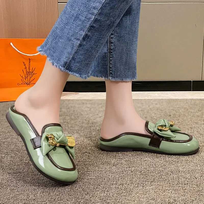 Round Toe Luxury Leather Casual White Wens Shoes Flat Flats Ladies Footwear Low Heel Elegant Proti High Quality Young Y250214