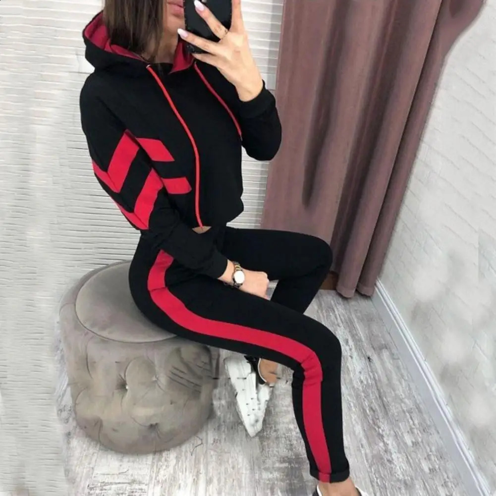 2 Pieces Set Women style Europe America autumn hooded fleece suit two-piece Sports Set drop 250210