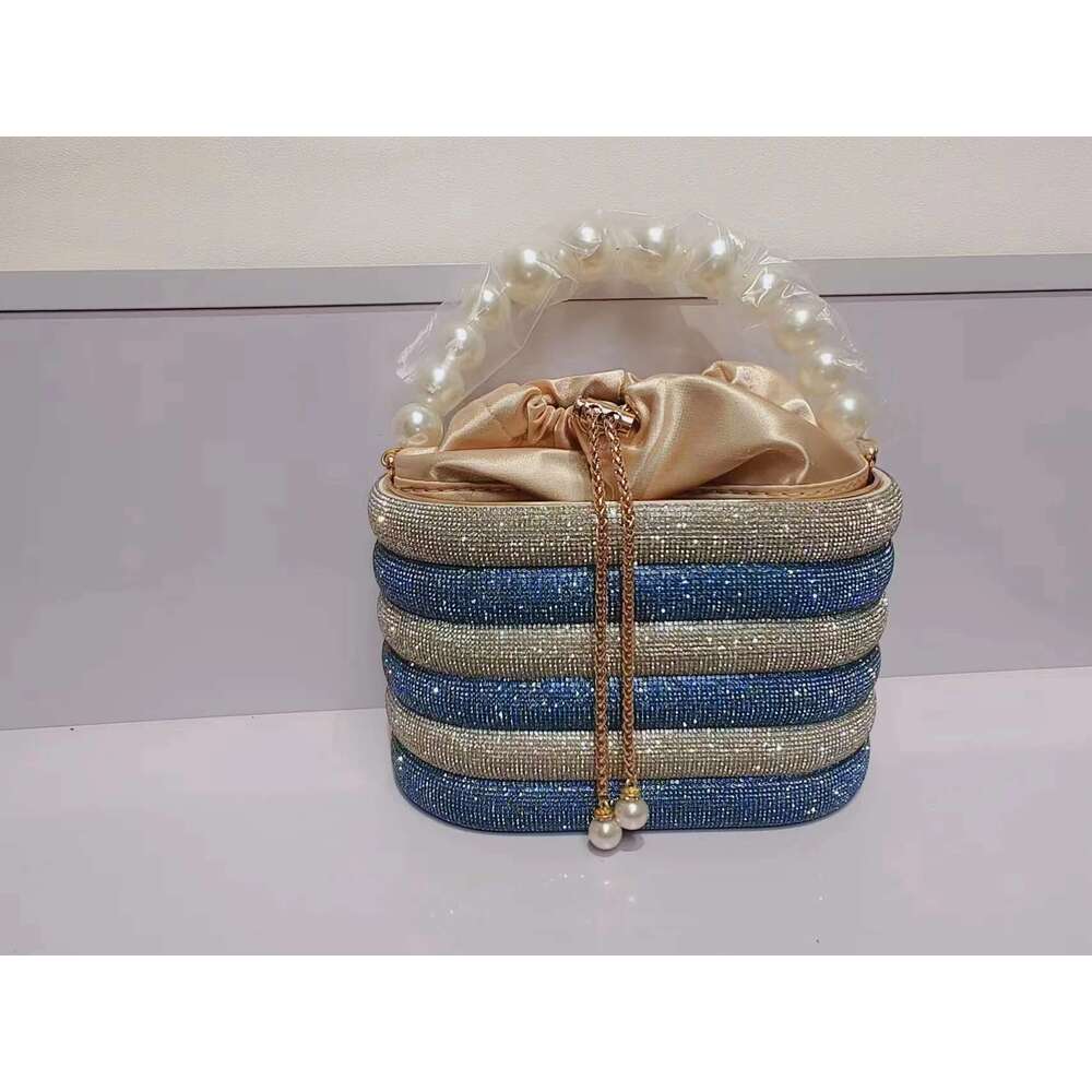 Designer Glitter Shiny Dias Evening Pearl Handle Women Handbag Wedding Party Clutch Purse Shoulder Crossbody Bag