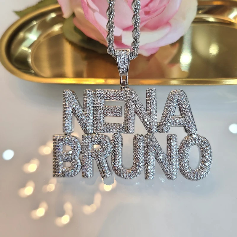 Customized Name Necklace Personalized Word Pendant Bubble Hip Hop Jewelry Direct Factory 250210