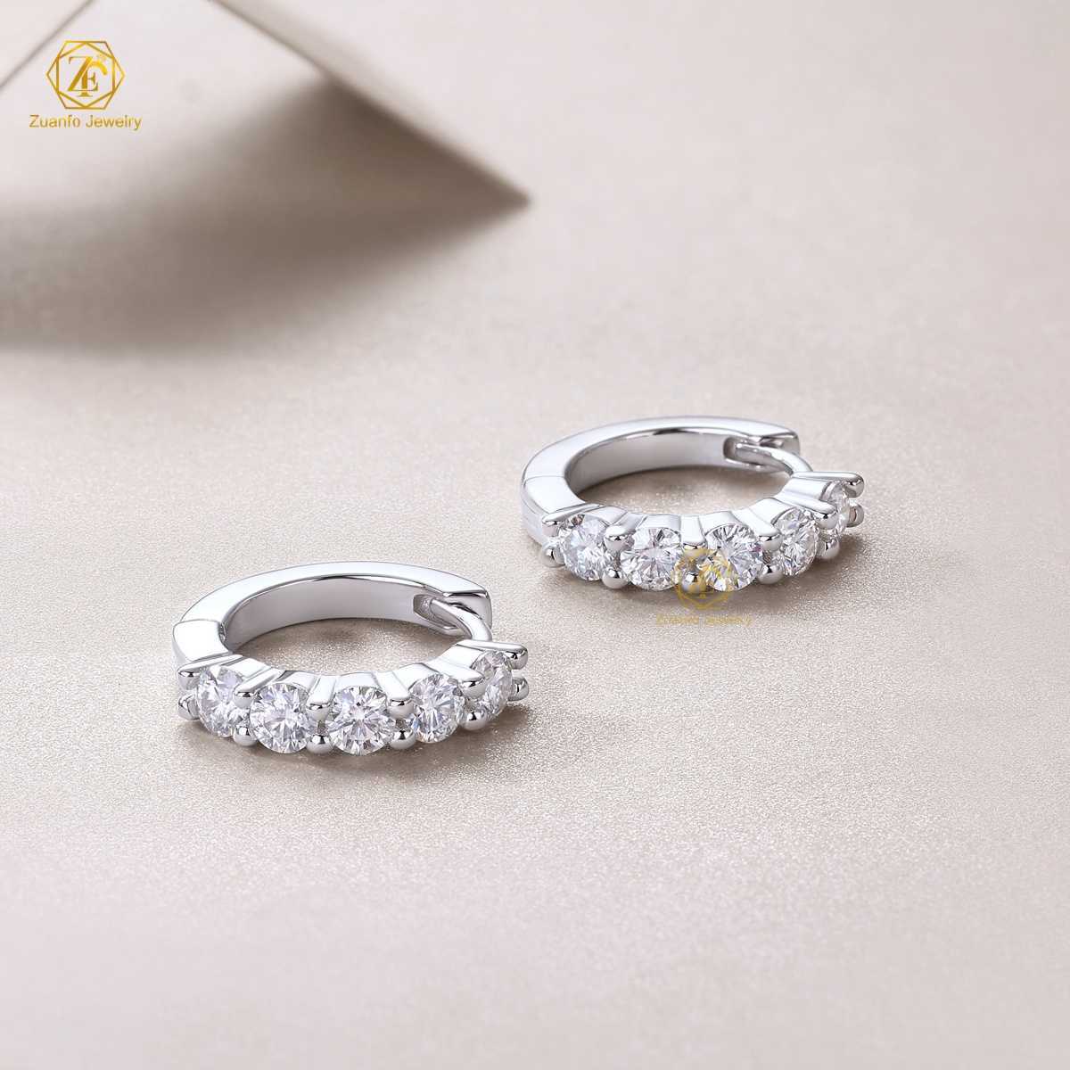 Wholesale 925 Sterling Silver Hoop Earrings Fine Jewelry with 0.1Ct Lab Grown Moissanite Gold Plated for Weddings and Gifts