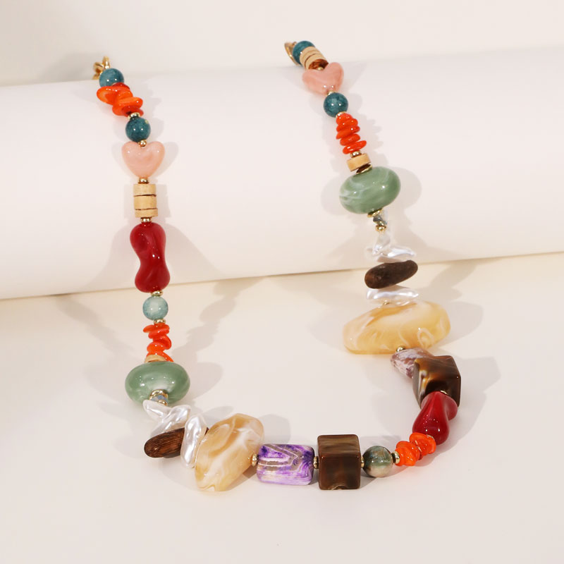 Bohemian Statement Beads Necklace for Women Girl Trendy Beach Party Jewelry Spring/Summer Accessory