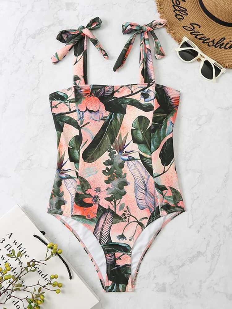 2022 Printed Swimsuit One Piece Sexy Swimwear Women Solid Bathing Suit Female Padded Swimming Summer Beachwear Black RedW250214