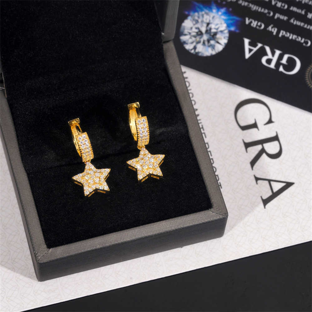 New Creative Design Star Pendant Earrings 925 Silver vvs vs Mozambique Classic Style Mens and Womens Commuting Earrings