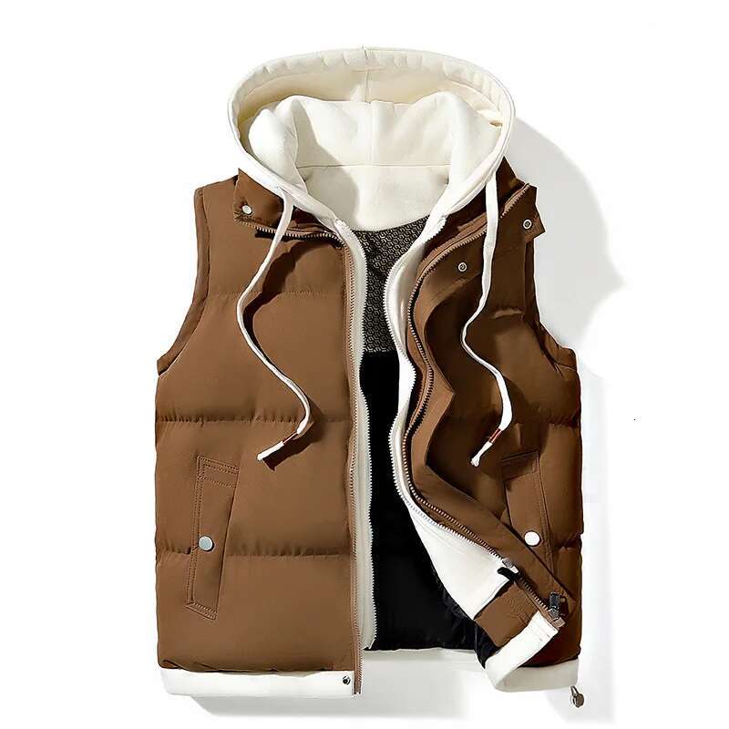 Autumn winter down vest for men and women, versatile, loose, trendy brand, fake two-piece vest, cotton jacket