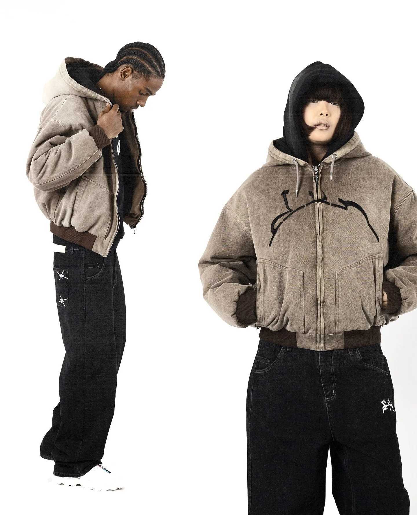 Street Star Simple Design Zipper Hoodie Male Cool Upper Body Embroidery Trend Brand Loose Fashion Zipper Sweater Female Rookie W250215