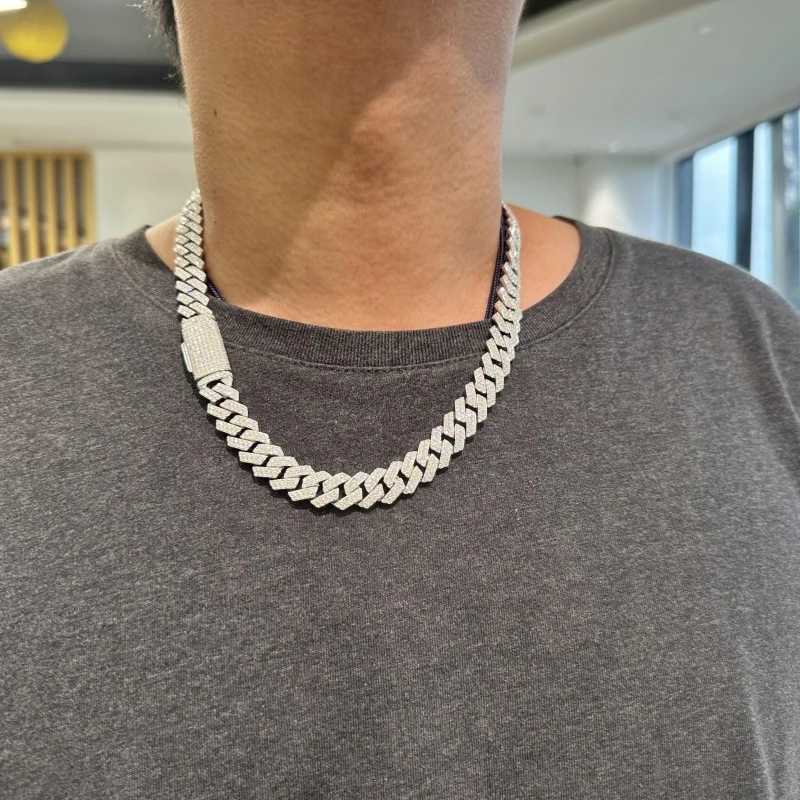 Double Row Cuban Link Chain 10mm 12mm with Custom Vvs Moissanite Big Hip Hop Mens Rapper Diamond Chain Pendant Necklace