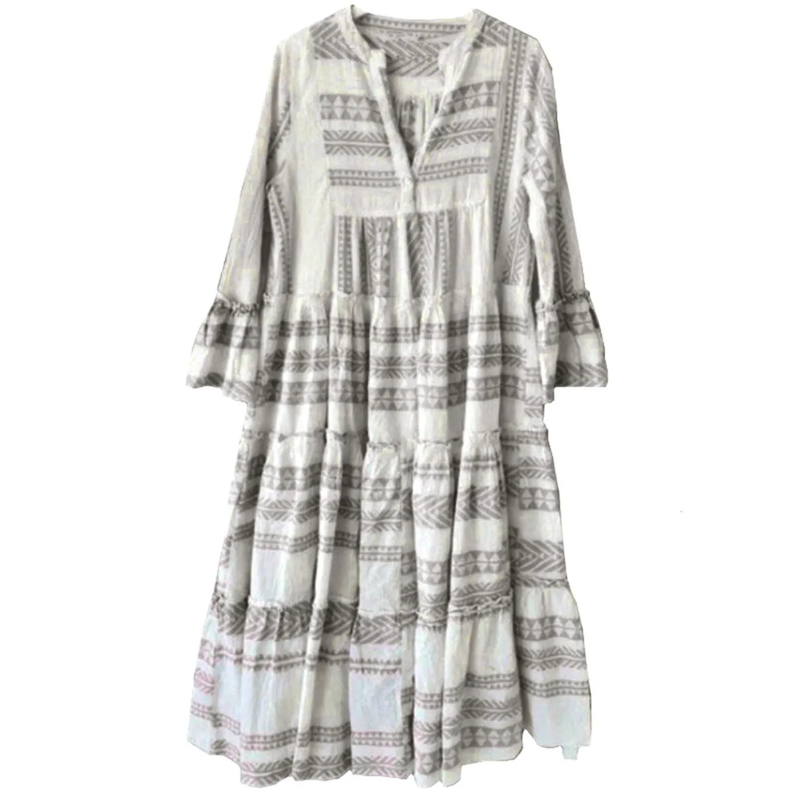 Bohemian Print Maxi Dress For Women Long Sleeve Beach Dress Vacation Flowy Dresses Summer Dresses Boho Sundress Dress 250213