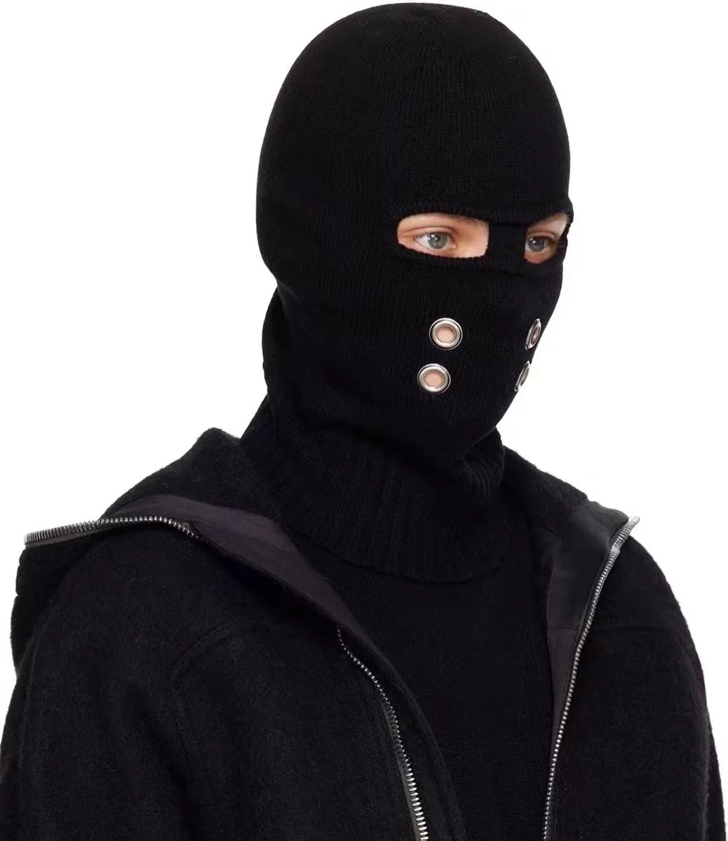 Personalized Knitted Facial Mask Y2K Womens Warm Balaclavas Hat Fashion Punk Rock Beast Party Kpop Hip Hop Headwear 250214