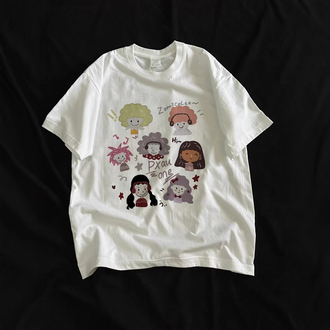 Free Shipping Designer White Short Sleeved T-shirt Loose Spring And Summer New Product 2025 Pure Cotton Fashion Half Sleeved Korean Version Women'