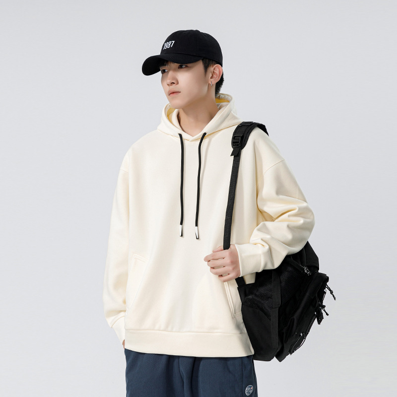 AM02143 Heavy hooded sweatshirt men's trendy couple solid color pullover hoodie
