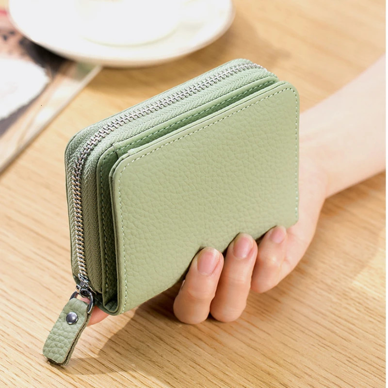Genuine Leather Short Wallet RFID Bank Credit Card Holder First Layer Cowhide Mini Coin Purse Bag Clutch Key Pouch For Men Women 250207