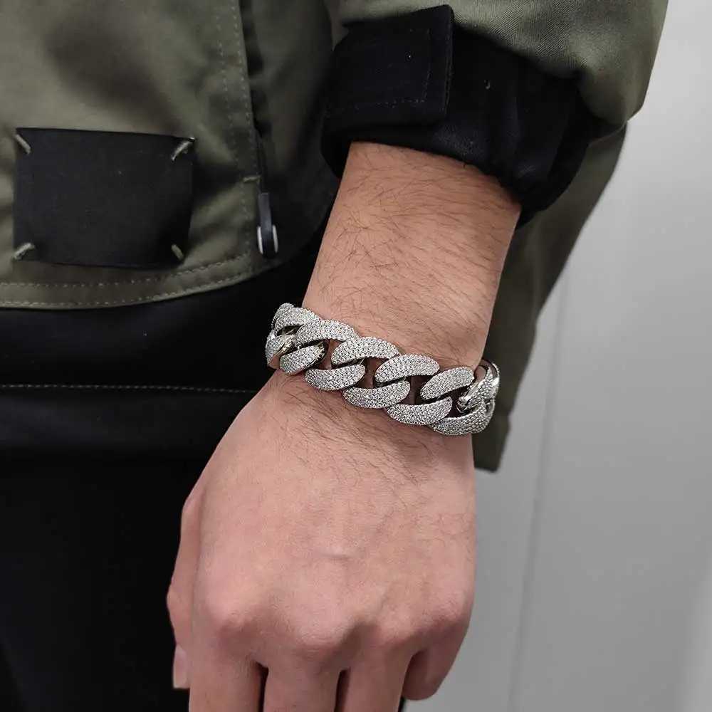 20MM 4 Rows New Style moissanite Cuban Chain Bracelet Hip Hop Mens Jewelry 18k Gold Plated Iced Out Cuban Link Chain Men Bracelet