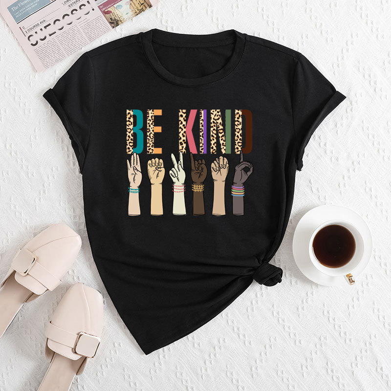 Designer Fashion Versatile Top 2025 Women Tank Top Gesture Printed Polyester Ammonia T-shirt