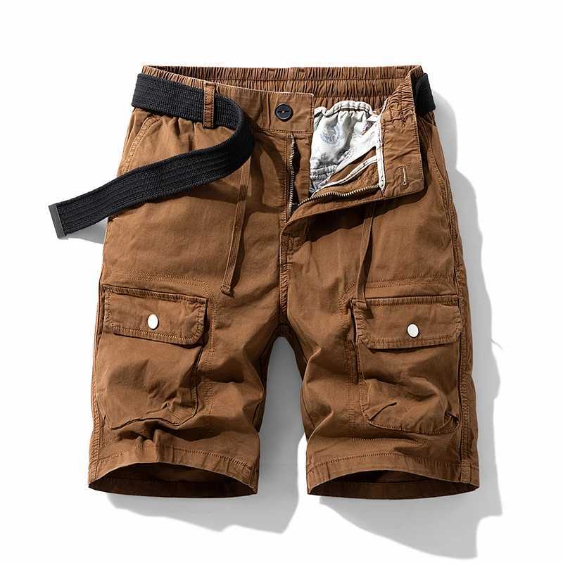 Summer Overalls Pants Mens High-End Multi-Pocket Mountaineering Pants Outdoor Casual Large Size Mens Elastic Waist Shorts W250215
