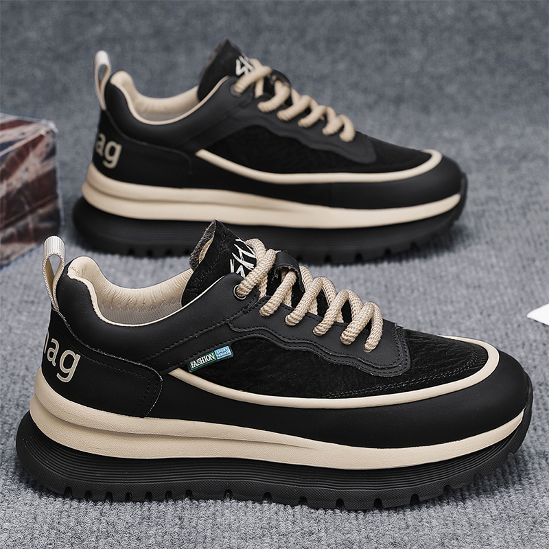 Men Sports Shoes Fashion Thick Sole Casual Leisure Style Versatile Triple Black Beige Green Free shipping