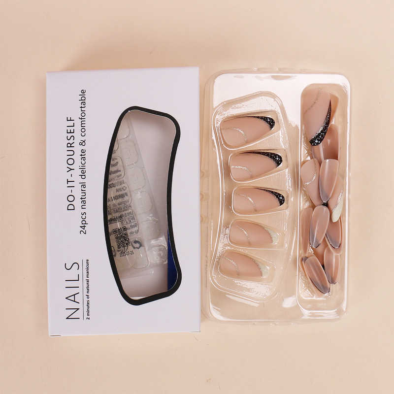 False Nails French style nail art patches are popular with 24 finished nail art patches available for wearing H25215